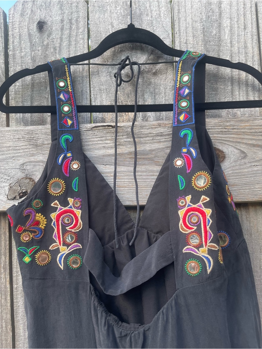 Tibi Black Silk Dress with Embroidered Multicolor Accents Sz 10 - Picture 10 of 16
